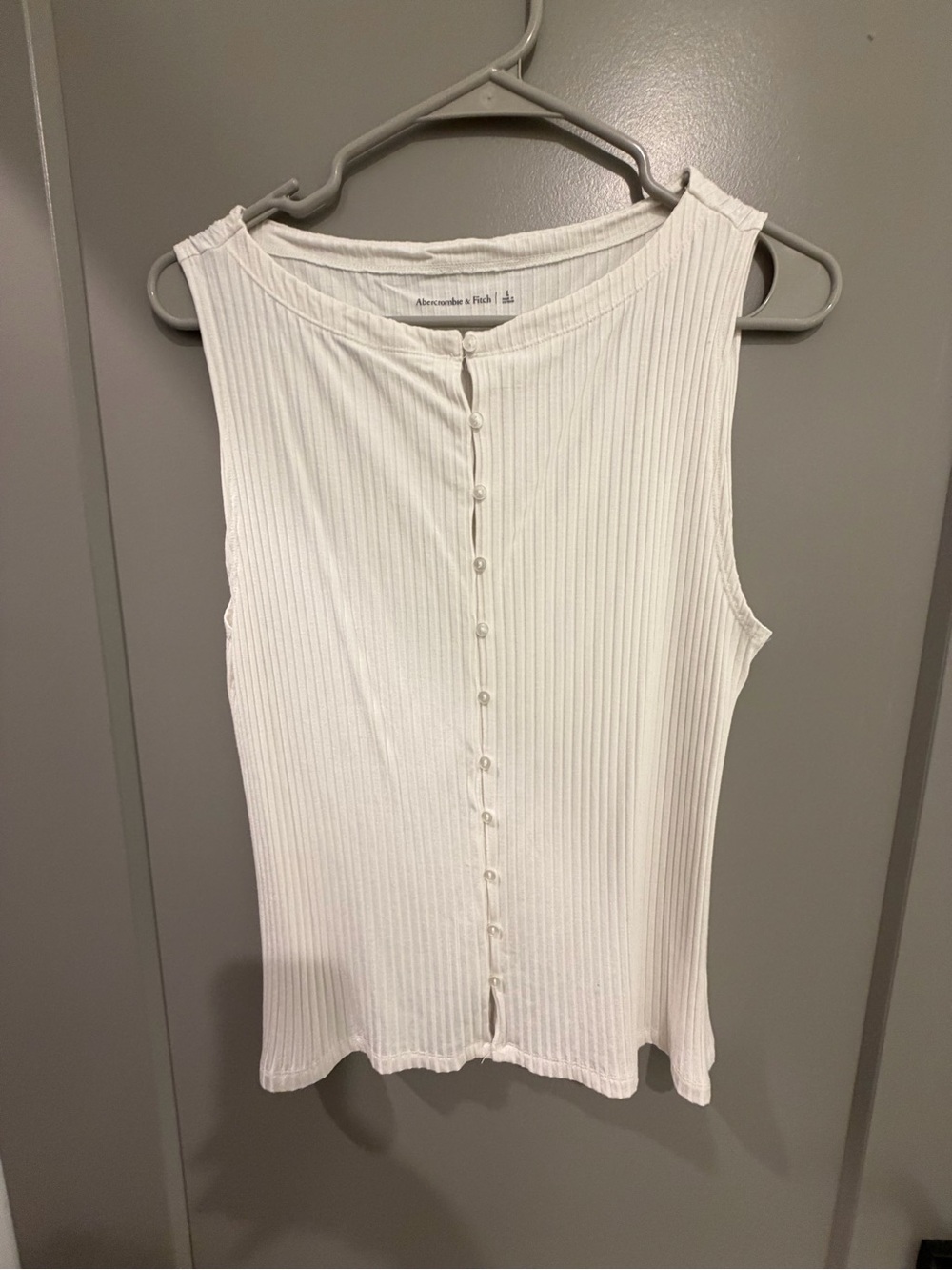 Abercrombie & Fitch Cream Ribbed Button-Down Tank
